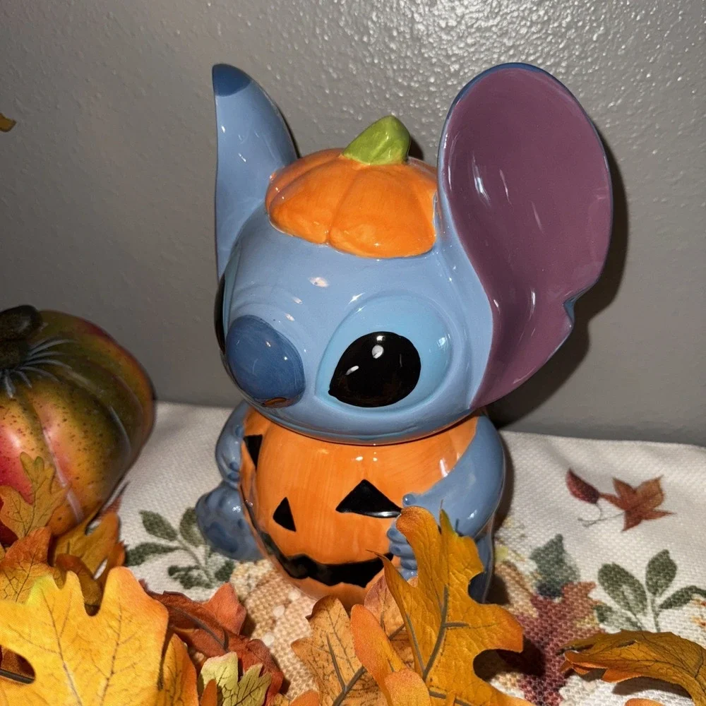 Stitch Halloween Cookie Jar Canister Pumpkin Small Candy Disney Lilo & Stitch